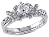 Diamond Engagement Ring & Wedding Band 5/8 Carat (ctw) Bridal Set in 10K White Gold